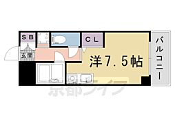 京都市営烏丸線 五条駅 徒歩7分の賃貸マンション 3階1Kの間取り