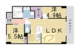 京福電気鉄道北野線 北野白梅町駅 徒歩17分の賃貸マンション 5階2LDKの間取り
