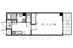 京都市営烏丸線 烏丸御池駅 徒歩1分の賃貸マンション 8階1Kの間取り