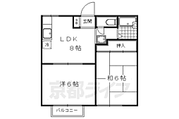 ラトゥール岩倉南 2階2DKの間取り