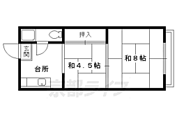山田マンション 3階2DKの間取り