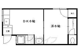 東丸太町マンション 2階1DKの間取り
