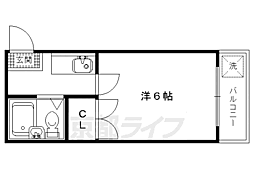 京都市営烏丸線 北山駅 徒歩14分の賃貸マンション 3階1Kの間取り