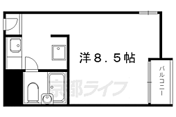 テラッセ糺ノ森 1階ワンルームの間取り