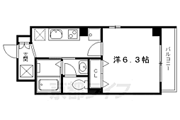 下鴨葵館 4階1Kの間取り
