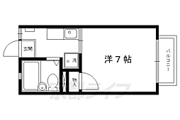 京都市営烏丸線 北大路駅 徒歩11分の賃貸アパート 1階1Kの間取り