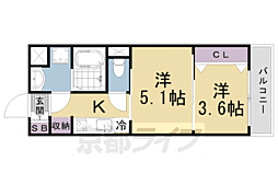 JR山陰本線 丹波口駅 徒歩10分の賃貸マンション 4階2Kの間取り