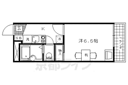 京都市営烏丸線 北山駅 徒歩30分の賃貸アパート 1階1Kの間取り