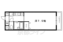 グランディヨン百万遍 4階1Kの間取り
