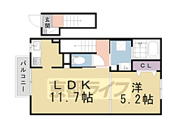 離宮III 2階1LDKの間取り