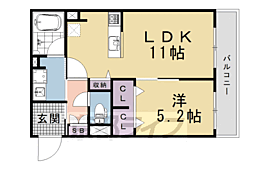 京阪本線 七条駅 徒歩4分の賃貸マンション 2階1LDKの間取り