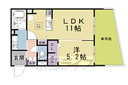 京阪本線 七条駅 徒歩4分の賃貸マンション 1階1LDKの間取り