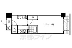京都市営烏丸線 五条駅 徒歩4分の賃貸マンション 3階1Kの間取り