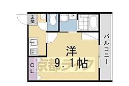 仮）左京区北白川西町計画 2階1Kの間取り