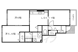 ハイム弥七 1階2LDKの間取り