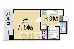 京都市営烏丸線 五条駅 徒歩9分の賃貸マンション 2階1Kの間取り