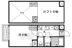 JR山陰本線 二条駅 徒歩24分の賃貸マンション 2階1Kの間取り