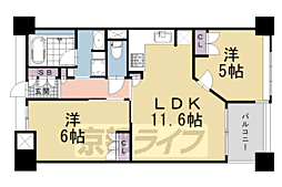 阪急京都本線 大宮駅 徒歩4分の賃貸マンション 2階2LDKの間取り