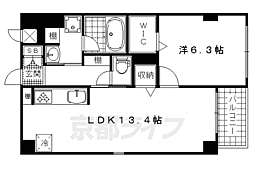 ドルフ聖護院 2階1LDKの間取り