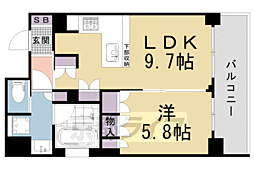 京都市営烏丸線 丸太町駅 徒歩10分の賃貸マンション 2階1LDKの間取り