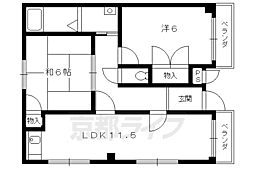 ハイツ東叡 1階2LDKの間取り