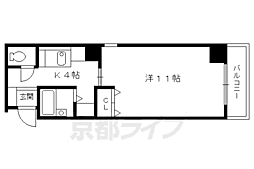 京都市営烏丸線 烏丸御池駅 徒歩4分の賃貸マンション 6階1Kの間取り