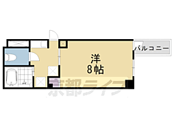 京都市営烏丸線 烏丸御池駅 徒歩8分の賃貸マンション 1階1Kの間取り