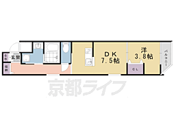 近鉄京都線 東寺駅 徒歩12分の賃貸マンション 5階1DKの間取り