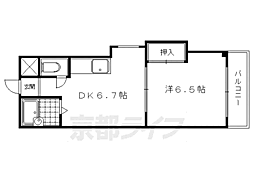 パパス永楽 1階1DKの間取り