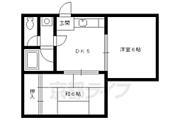 JR山陰本線 二条駅 徒歩17分の賃貸マンション 2階2DKの間取り
