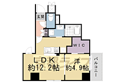 京都市営烏丸線 五条駅 徒歩8分の賃貸マンション 8階1LDKの間取り