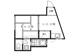 京都地下鉄東西線 東山駅 徒歩4分の賃貸アパート 2階1Kの間取り