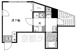 京都市営烏丸線 丸太町駅 徒歩14分の賃貸マンション 4階1Kの間取り