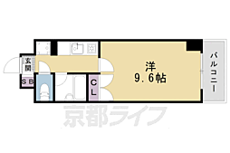 阪急京都本線 大宮駅 徒歩7分の賃貸マンション 2階1Kの間取り