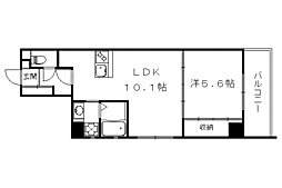 京都地下鉄東西線 京都市役所前駅 徒歩3分の賃貸マンション 6階1LDKの間取り