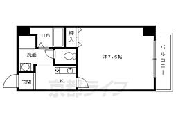 阪急京都本線 京都河原町駅 徒歩6分の賃貸マンション 7階1Kの間取り