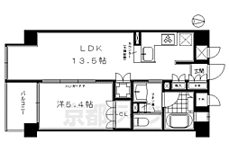京都市営烏丸線 五条駅 徒歩10分の賃貸マンション 2階1LDKの間取り