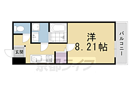 京都市営烏丸線 今出川駅 徒歩6分の賃貸マンション 2階1Kの間取り