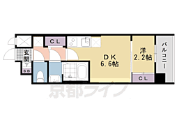 JR東海道・山陽本線 西大路駅 徒歩7分の賃貸マンション 4階1DKの間取り
