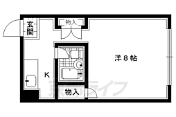 京福電気鉄道北野線 北野白梅町駅 徒歩9分の賃貸マンション 1階1Kの間取り