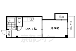 パレス神宮 1DKの間取図画像