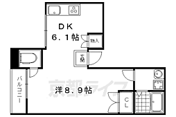 ARIA北白川 1DKの間取図画像