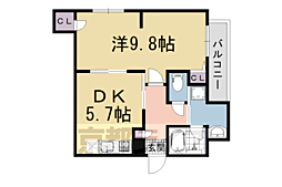Creare五条大宮 1DKの間取図画像