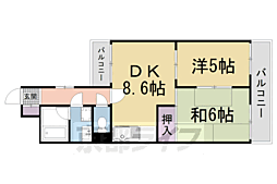 カーサフジキ 2DKの間取図画像