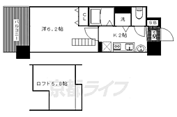 プレサンス京都修学院 1Kの間取図画像