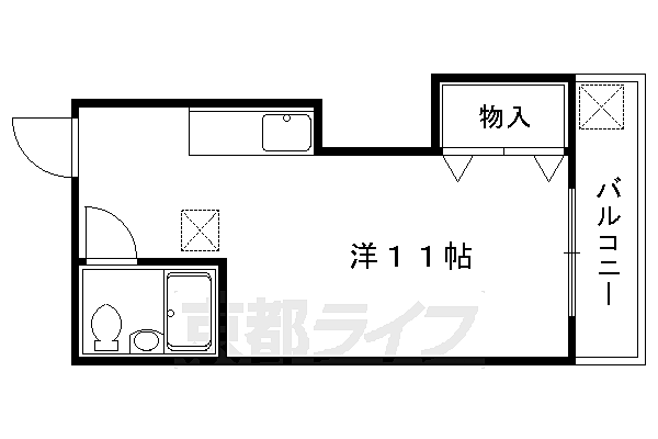 ルミエール蘭 105｜京都府京都市北区上賀茂池端町(賃貸アパート1K・1階・23.55㎡)の写真 その2