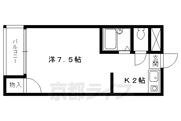 ハイツコスモスエイトII 103｜京都府京都市左京区岩倉中町(賃貸アパート1K・1階・22.14㎡)の写真 その2