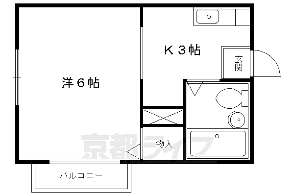 プレール北白川 1-B｜京都府京都市左京区北白川仕伏町(賃貸アパート1K・1階・18.36㎡)の写真 その2