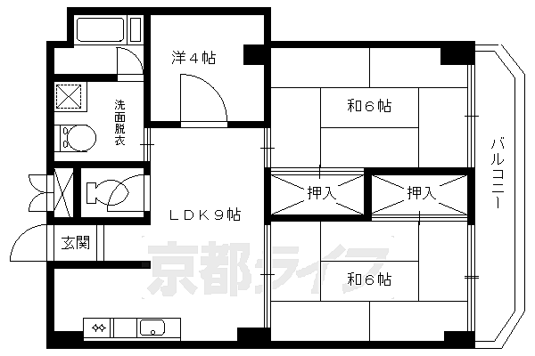 岩崎ビル 302｜京都府京都市左京区北白川山田町(賃貸マンション3LDK・3階・53.00㎡)の写真 その2