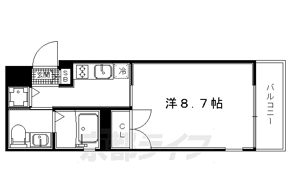 アクアプレイス京都西陣 405｜京都府京都市上京区北小路中之町(賃貸マンション1K・4階・26.22㎡)の写真 その2